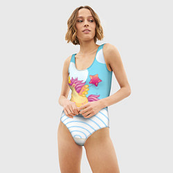 Купальник-боди 3D женский Единорог со звездочкой, цвет: 3D-принт — фото 2