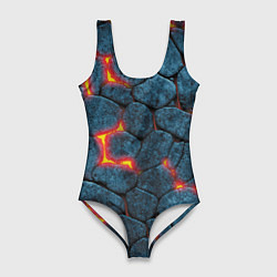 Купальник-боди 3D женский Камни в лаве, цвет: 3D-принт