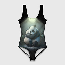 Купальник-боди 3D женский Панды обнимаются, цвет: 3D-принт