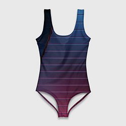 Купальник-боди 3D женский Абсрактная лестничная тёмно-синяя текстура, цвет: 3D-принт