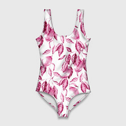 Купальник-боди 3D женский Лимоны в розовом монохроме - паттерн, цвет: 3D-принт