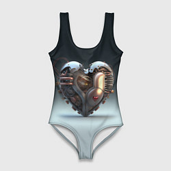 Купальник-боди 3D женский Кибер сердце, цвет: 3D-принт