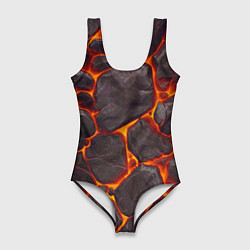 Купальник-боди 3D женский Каменная лава, цвет: 3D-принт
