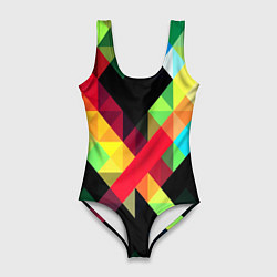 Купальник-боди 3D женский Цветная мозаика плитки, цвет: 3D-принт