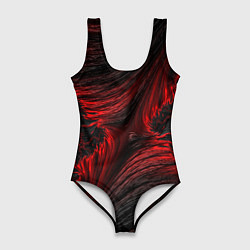 Купальник-боди 3D женский Red vortex pattern, цвет: 3D-принт