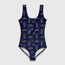 Купальник-боди 3D женский Bart pattern Eat my shorts, цвет: 3D-принт