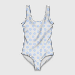 Купальник-боди 3D женский Паттерн голубой горох, цвет: 3D-принт