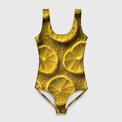 Купальник-боди 3D женский Сочный паттерн из долек лимона, цвет: 3D-принт