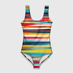 Женский купальник-боди Разноцветные горизонтальные полосы