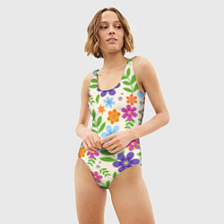 Купальник-боди 3D женский Цветочное царство, цвет: 3D-принт — фото 2