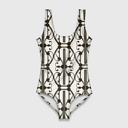Купальник-боди 3D женский Ветвистый паттерн, цвет: 3D-принт