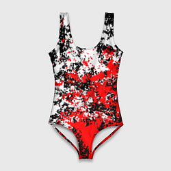 Купальник-боди 3D женский Красная и белая краска, цвет: 3D-принт