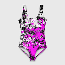 Купальник-боди 3D женский Белая и розовая краска, цвет: 3D-принт