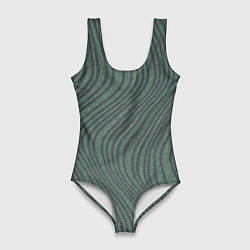 Женский купальник-боди Кривые линии зеленый
