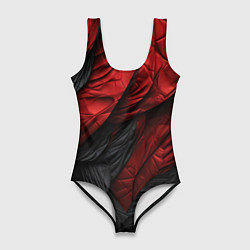 Купальник-боди 3D женский Red black texture, цвет: 3D-принт