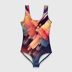 Купальник-боди 3D женский Цветная абстракция каменных сланцев, цвет: 3D-принт