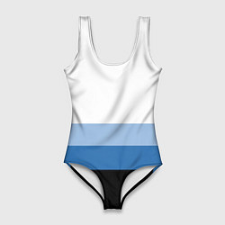 Купальник-боди 3D женский Полосы синий, цвет: 3D-принт