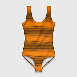 Купальник-боди 3D женский Текстура бревна горизонтальные, цвет: 3D-принт