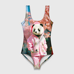 Женский купальник-боди Милая панда в пуховике