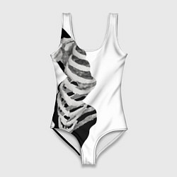 Купальник-боди 3D женский Скелет под одеждой, цвет: 3D-принт