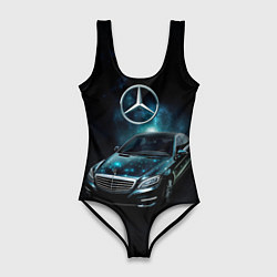 Купальник-боди 3D женский Mercedes Benz dark style, цвет: 3D-принт