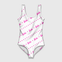 Женский купальник-боди Барби паттерн - логотип и сердечки