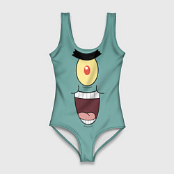 Купальник-боди 3D женский Планктон злодей, цвет: 3D-принт