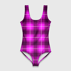 Женский купальник-боди Шотландка розовая