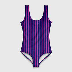 Женский купальник-боди Фиолетовый полосатый