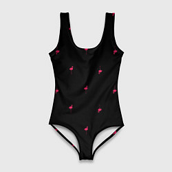 Женский купальник-боди Розовый фламинго патерн