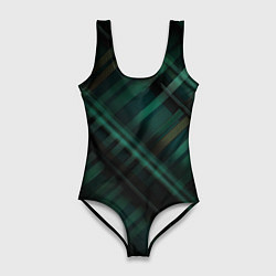 Женский купальник-боди Тёмно-зелёная шотландская клетка
