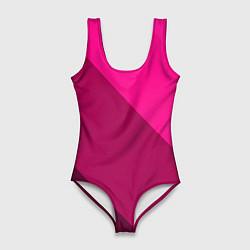 Купальник-боди 3D женский Широкие розовые полосы, цвет: 3D-принт