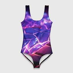 Купальник-боди 3D женский Фиолетовые кристалы, цвет: 3D-принт