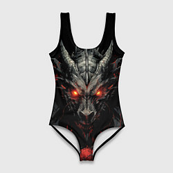 Купальник-боди 3D женский Черный дракон символ 2024 года, цвет: 3D-принт