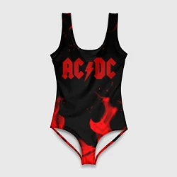 Купальник-боди 3D женский AC DC огненный стиль, цвет: 3D-принт