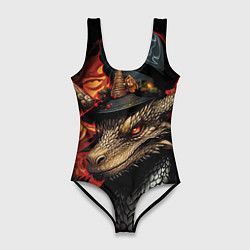 Купальник-боди 3D женский Дракон зимнего леса, цвет: 3D-принт