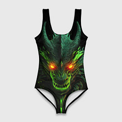 Купальник-боди 3D женский Дракон сверкающих елей, цвет: 3D-принт