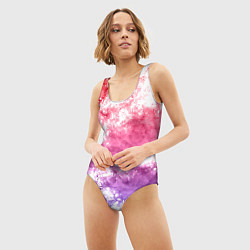 Купальник-боди 3D женский Сине-красная абстракция, цвет: 3D-принт — фото 2