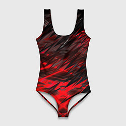 Купальник-боди 3D женский Черно красные текстуры, цвет: 3D-принт