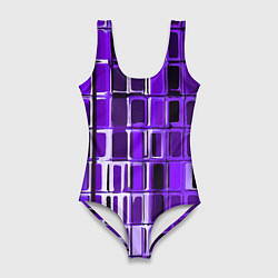 Купальник-боди 3D женский Фиолетовые прямоугольники, цвет: 3D-принт