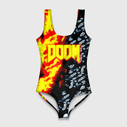 Женский купальник-боди Doom огненное лого