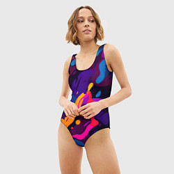 Купальник-боди 3D женский Камуфляж из разноцветных красок, цвет: 3D-принт — фото 2