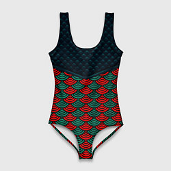 Купальник-боди 3D женский Стёжка: драконья чешуя, цвет: 3D-принт