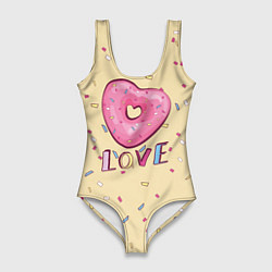 Купальник-боди 3D женский Пончик с любовью, цвет: 3D-принт