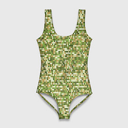 Женский купальник-боди В зеленых тонах вязаный трикотажный однотонный узо