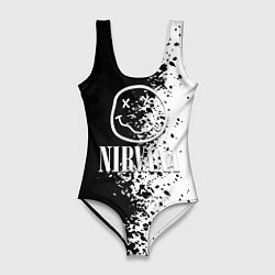Женский купальник-боди Nirvana чернобелые краски рок
