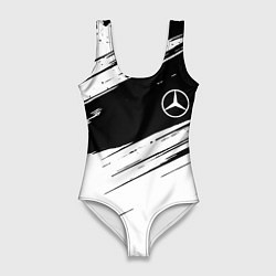 Женский купальник-боди Mercedes benz краски чернобелая геометрия