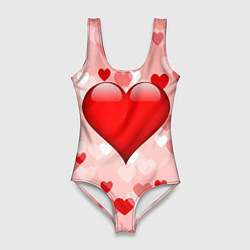 Купальник-боди 3D женский Огромное сердце, цвет: 3D-принт