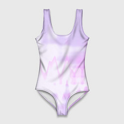 Купальник-боди 3D женский Нежная светло-сиреневая абстракция тай-дай, цвет: 3D-принт