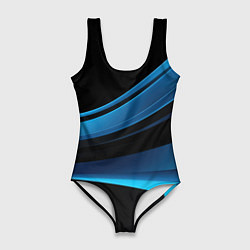 Женский купальник-боди Черная и синяя геометрическая абстракция